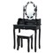 Black LED Vanity Table with 360 Degree Rotating Mirror Adjustable Brightness Large Storage Drawers and Stool